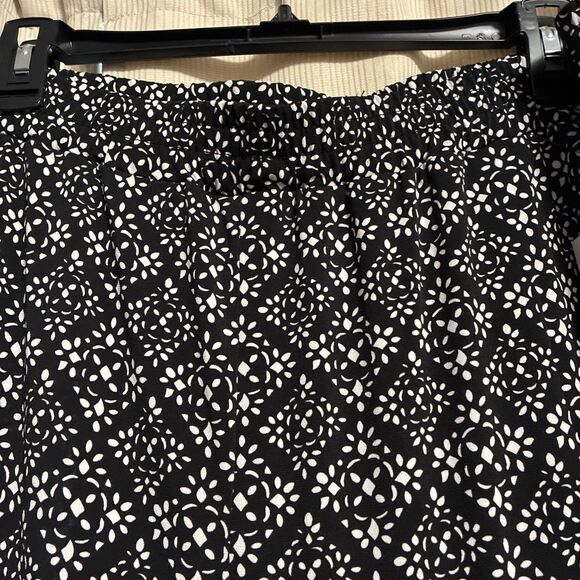 Ny Collection Womens XL Knit Wide Leg Pull On Pants Black Abstract Print - Picture 3 of 11